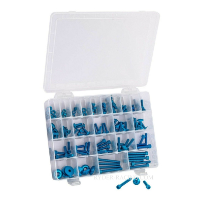 Sortimentsats Aluminium 150 delar, blå eloxerad_1